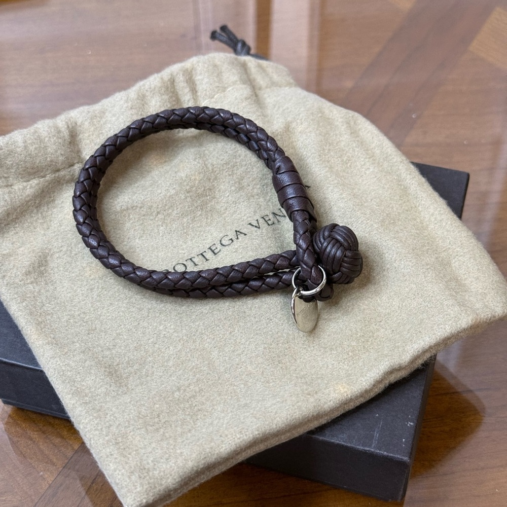 Bottega Veneta Dark Brown Braided Bracelet